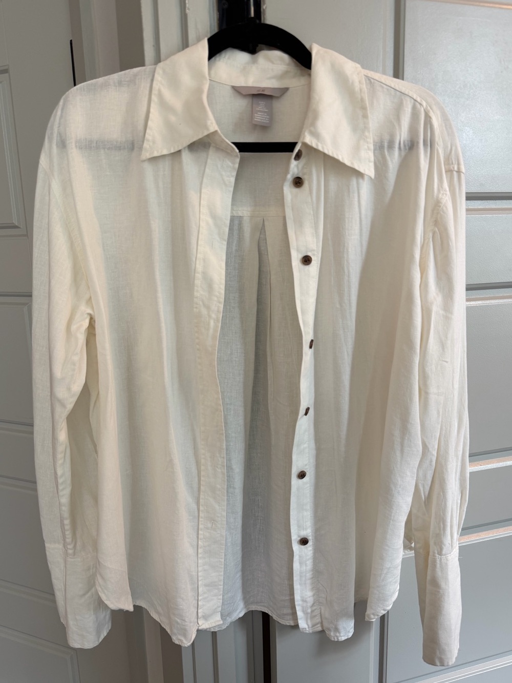 H&M Oversized Linen-blend Button-down Shirt - Picture 7 of 14